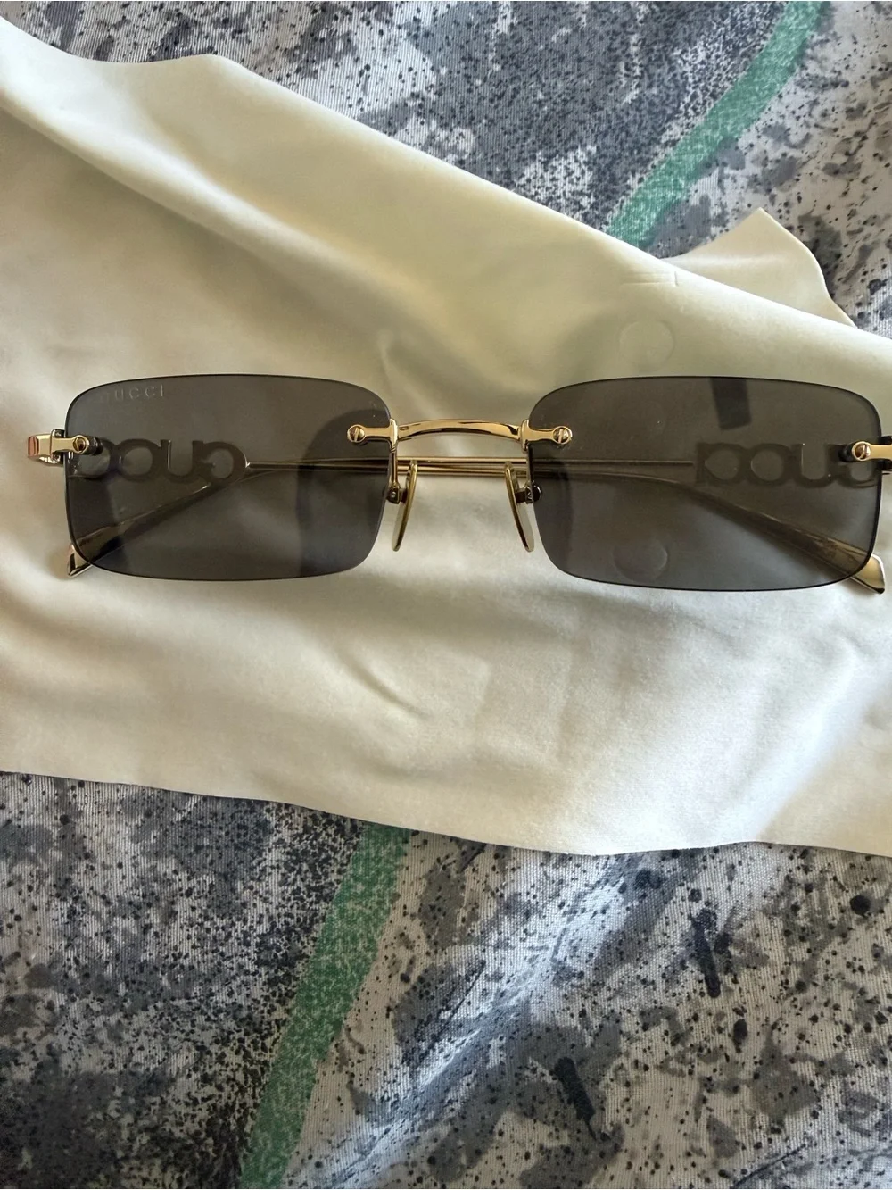 Gucci Gold Frame Sunglasses with Gray Lenses